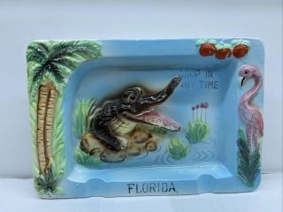 Vintage Ceramic Florida Alligator Souvenir Ashtray