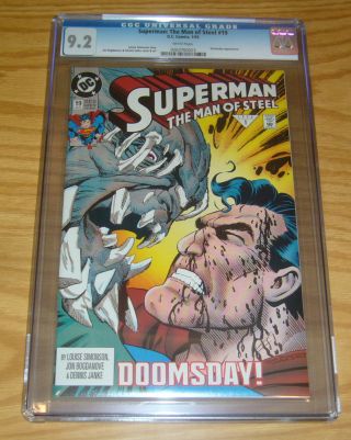 Superman: The Man Of Steel 19 Cgc 9.  2 Early Doomsday Cover - Dc Comics 1993 1st