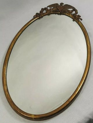 Vintage Ornate Eagle American Style Tin Frame Oval Frame Mirror.