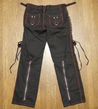 Vtg Tripp Black & Red Lace - Up Chain 30 " Pants Strap Cargo E - Girl Goth Rave