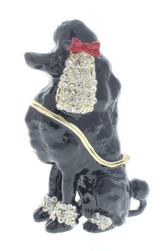 Ciel Collectibles Black Poodle Puppy Dog Trinket Box With Austrian Crystals