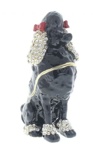 Ciel Collectibles Black Poodle Puppy Dog Trinket Box with Austrian Crystals 2