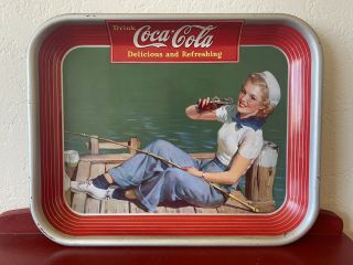 Vintage Coca Cola Tray 1940 - Sailor Girl
