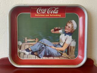 Vintage Coca Cola Tray 1940 - sailor girl 2