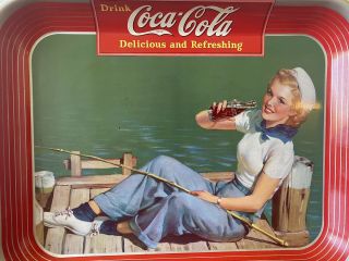 Vintage Coca Cola Tray 1940 - sailor girl 3