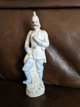 Antique Porcelain Bisque Figurine Of A Victorian Fireman Firefighter