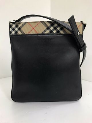 Authentic Vintage Burberry Nova Check Box Calf Leather Crossbody Shoulder Bag