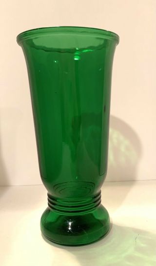 Vintage 1940s Napco Cleveland Forest Green Pressed Glass Vase