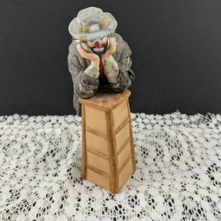 Emmett Kelly Jr Miniature Figurine Flambro Leaning On Bar Stool Sad Clown