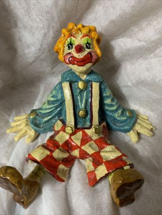 Vintage Collectible Paper - Mache Clown,  Signed,  Alvarez Mexico.