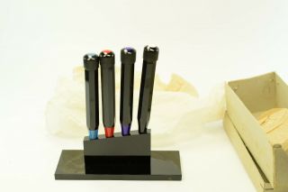 Vintage Black Hard Rubber Propelling Pencils&desk Stand Box 1930 