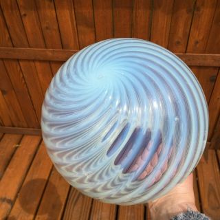 Antique Opalescent Swirl Glass Globe Lamp Shade Light,  Blue Hue