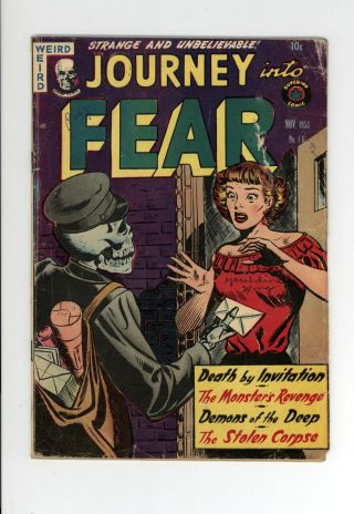 Journey Into Fear 16 - Horrific Cover And Stories - 1953