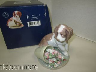 Vintage Lladro It Wasnt Me No7672 Dog & Flowers Figurine Collectors Society &box