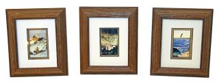 Set Of 3 Small Framed Watercolor Signed Painting By William T.  Zivic