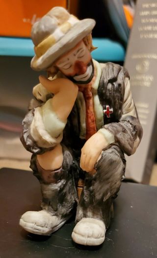 Miniature Emmett Kelly Jr Ceramic Figurine " The Thinker " Exclusively Flambro