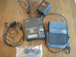 Vintage Sony Minidisc Player Mz - 2p With 1 Disc & Accessories Hard To Find -