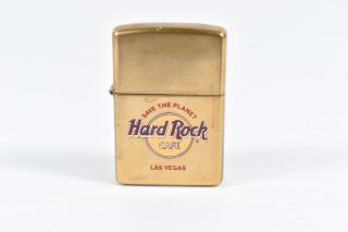 Vintage 1998 Zippo Lighter Hard Rock Café Las Vegas Brass Save The Planet