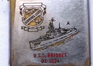 1965 Vietnam War Zippo Lighter Uss Bridget De 1024 Ship