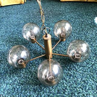 Vintage Mid - Century Modern Thomas 5 - Arm Chandelier Ceiling Light Fixture Sputnik