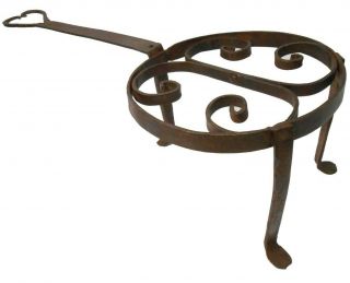 19th C American Prim Antique Hand Forged Iron Footed Trivet/hearth Cooling Stand
