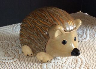 Vintage Hedgehog Glazed Ceramic Pottery Sculpture