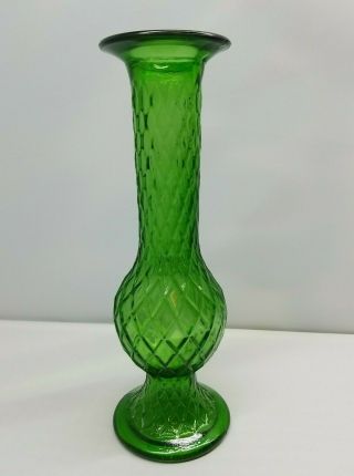 Vintage E.  O.  Brody Co.  Usa Emerald Green Embossed Diamond Slender Vase 7.  5 " 920