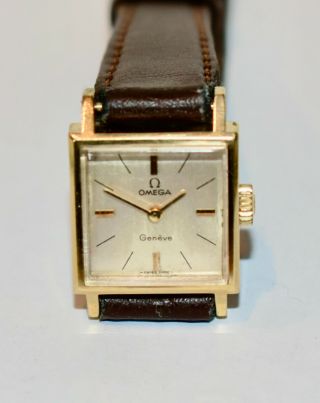 Vintage Ladies Gold Ss Omega Geneve Cal485 W/watch Square Dial