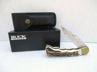 Vintage Custom Buck 110 Folding Knife W Sheath And Box Le Stag Handle 6