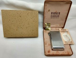 Vintage Parker Pen Co.  Flaminaire Cigarette Lighter Nos In Case W/ Paperwork