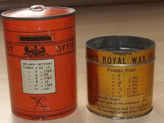 Victorian Bryant & Mays Royal Wax Vestas Holder Vr Post Box & Charges Tin C1890