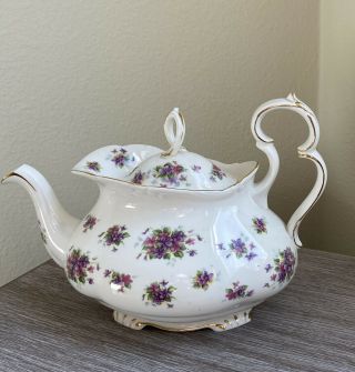 Royal Albert Violetta Teapot English Bone China Collectible Floral Vintage Pot