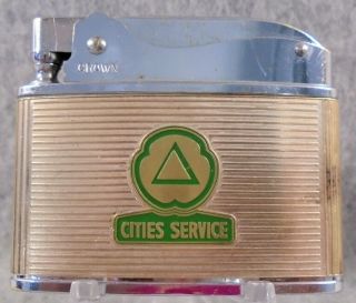 Vintage Cities Service Gas & Oil Flat Advertising Lighter Lqqk