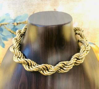 Vintage Givenchy Thick Gold Plated Rope Statement Necklace