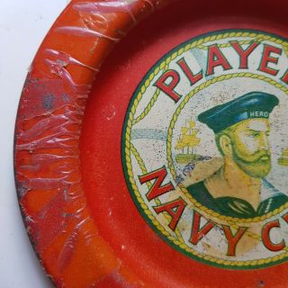 Vintage Player ' s Navy Cut Gold Leaf Cigarette - Tin Ash Tray Ashtray Tip Red 2