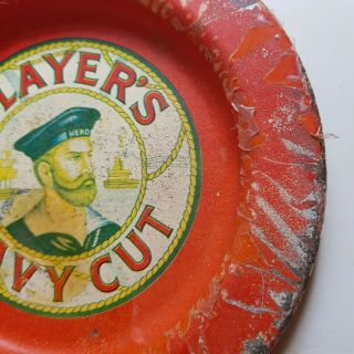 Vintage Player ' s Navy Cut Gold Leaf Cigarette - Tin Ash Tray Ashtray Tip Red 3