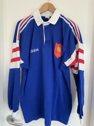 Vintage 90s Adidas France Rugby Union Les Bleus Jersey Shirt Sz Extra Large Xl