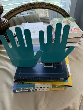 2 Metal Hands Bookends Jonathan Adler Turquoise
