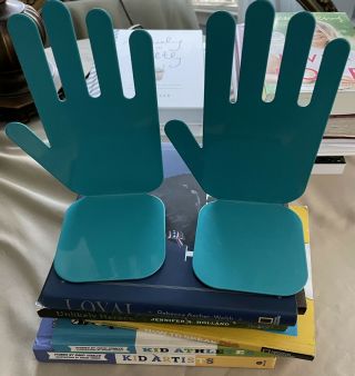 2 Metal Hands Bookends Jonathan Adler Turquoise 2