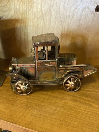 Copper Colored Metal Vintage Truck Music Box Hand Made