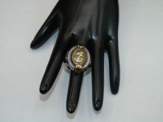 Vintage Phillip Gabriel Menegatti.  925 Sterling Silver & 18k Y - Gold Cameo Ring
