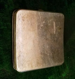 Vintage Metal Cigarette Case Box,  Embossed Leather Top 3