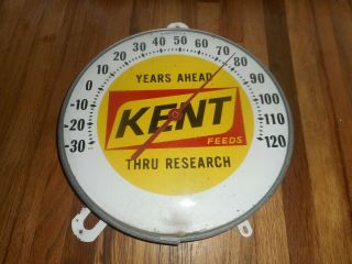 Vintage Kent Feeds Farm Ag Hog Pig Advertising Round Thermometer