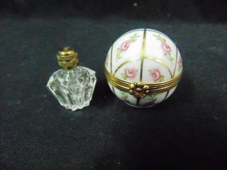 Vintage Dubarry Limoges Trinket Box With Perfume Bottle