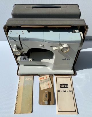 Vintage Elna Su Sewing Machine W/ Case & Foot Pedal Elnasuper 62c Read
