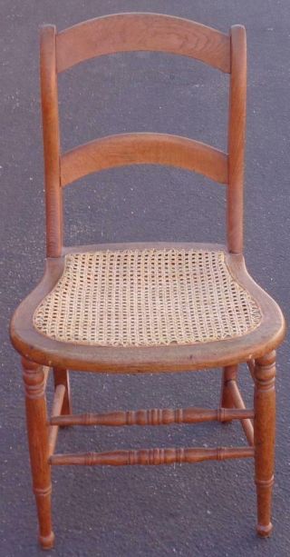 Antique Solid Wood Ladder Back Side Chair – Cane Seat – Great Antique Chair - Gd
