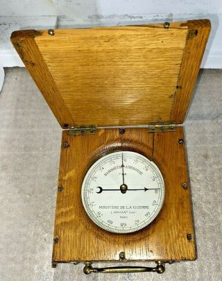 Vintage Barometer Aneroide L.  Maxant " Ministere De La Guerre " Paris 1910 -