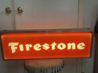 Vintage Lighted Firestone Sign,  Double Sided,  36” X 12” X 6”