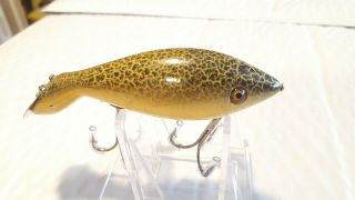 Vintage Heddon Dowagiac Tad Polly Antique Lure.  Fancy Green Crackle Back Awesome