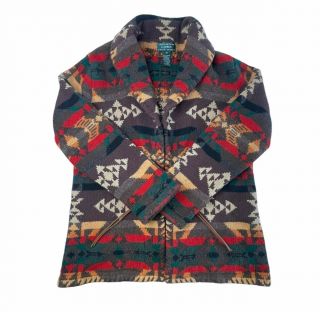 Vintage Ralph Lauren Hand Knit Wool Aztec Western Cardigan Sweater Women’s Size